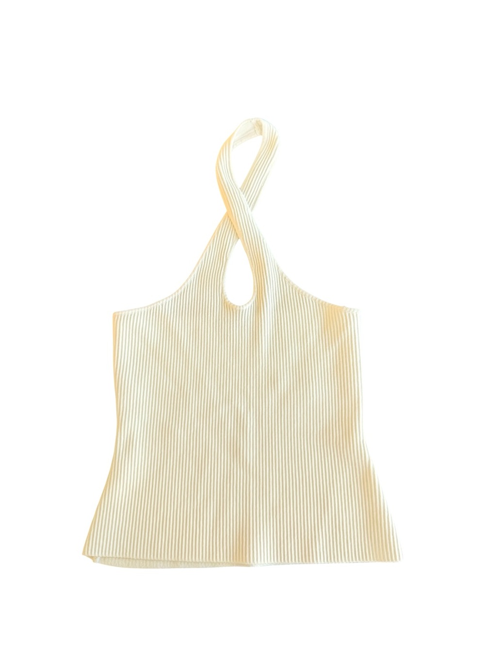 Express White/Cream Ribbed Halter Tank Top - Picture 2 of 3